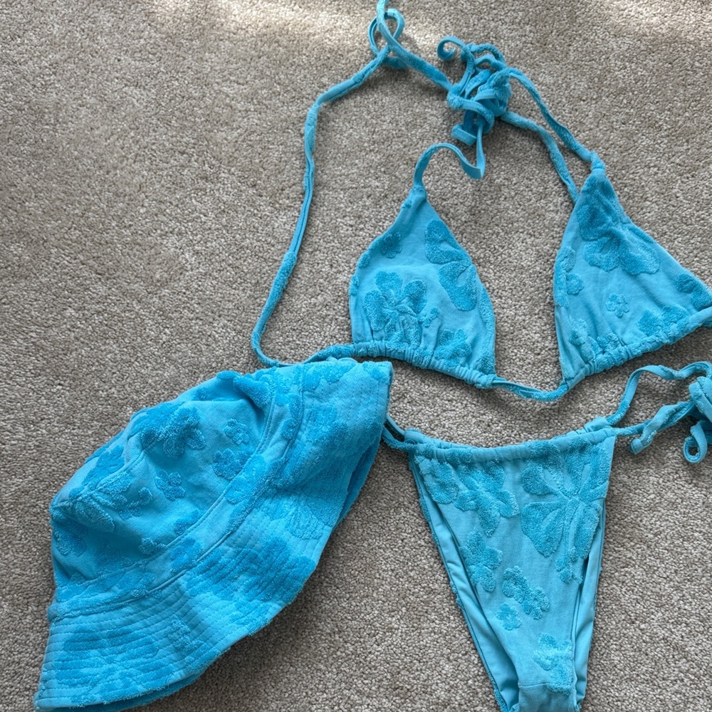 Frankie's Bikinis Blue Floral Bikini Set